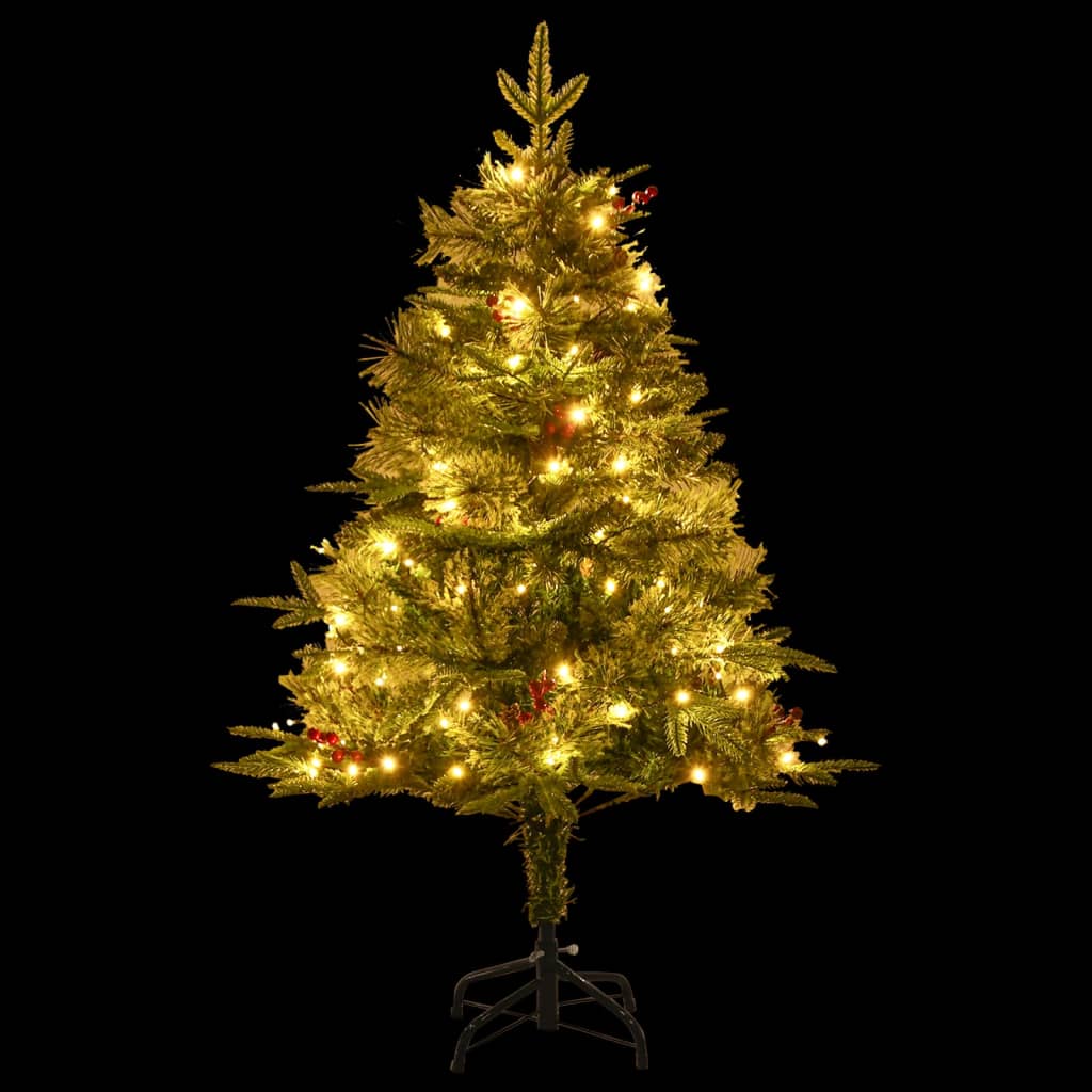 vidaXL juletræ med grankogler og lys PVC og PE 120 cm grøn