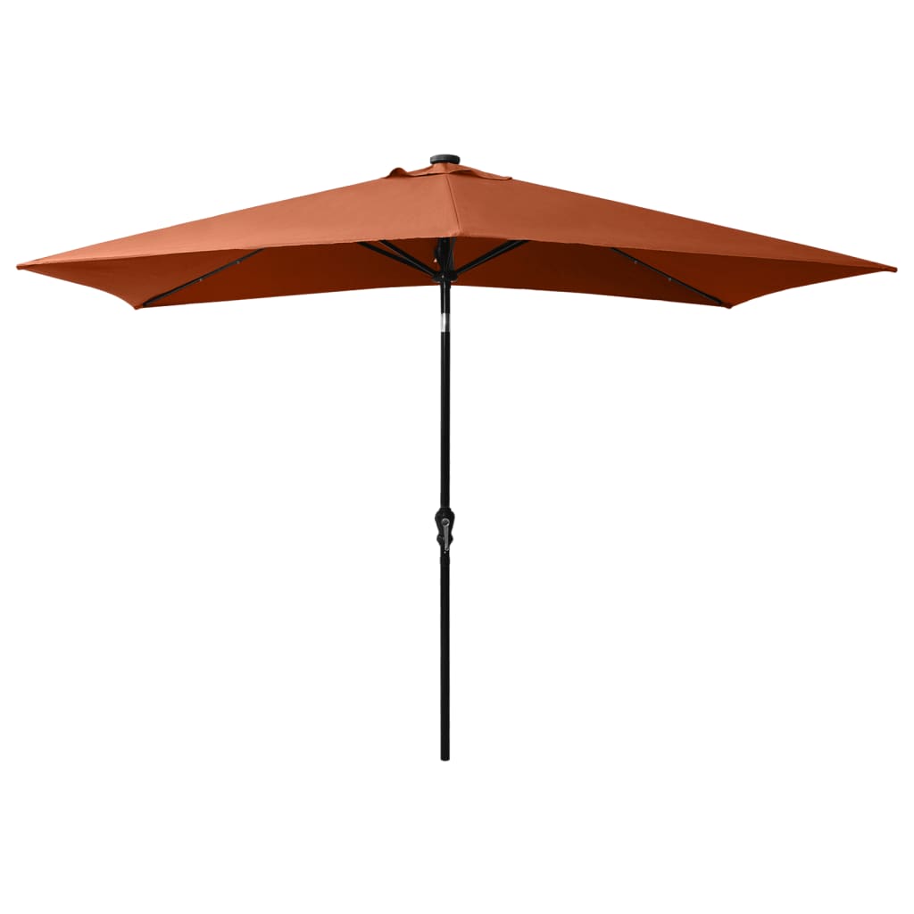 vidaXL parasol med stålstang og LED-lys 2x3 m terrakotta