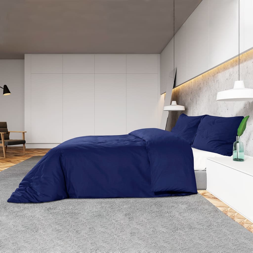 vidaXL sengetøj 225x220 cm bomuld marineblå