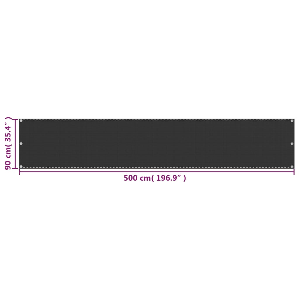 vidaXL altanafskærmning 90x500 cm HDPE antracitgrå