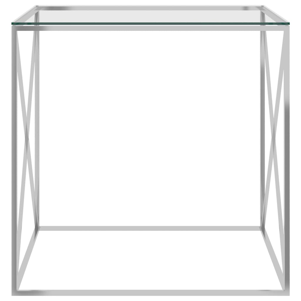 vidaXL sofabord 55x55x55 cm rustfrit stål og glas sølvfarvet