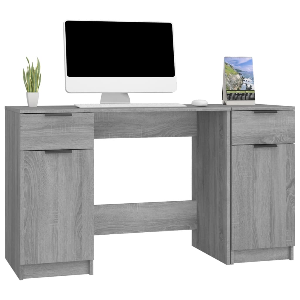 vidaXL skrivebord med sideskab konstrueret træ grå sonoma