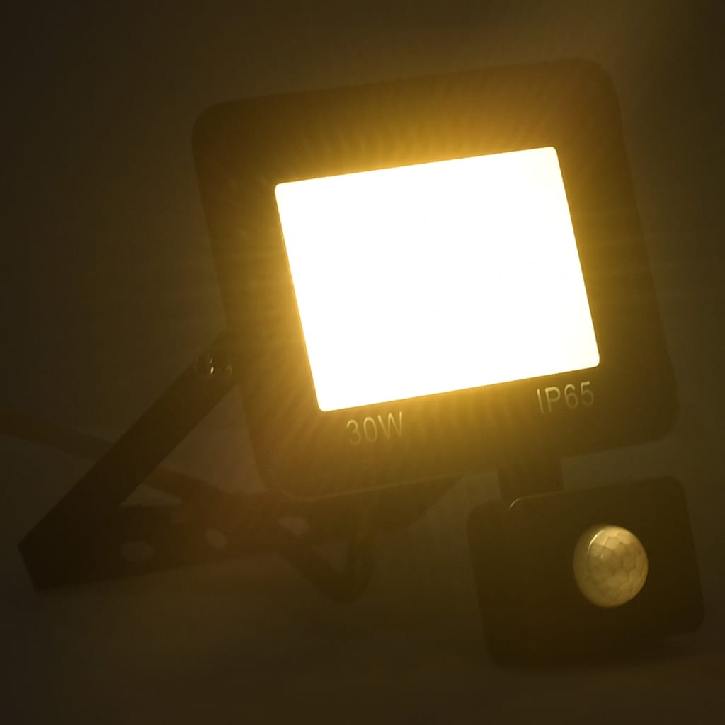 vidaXL LED-projektør med sensor 30 W varm hvid