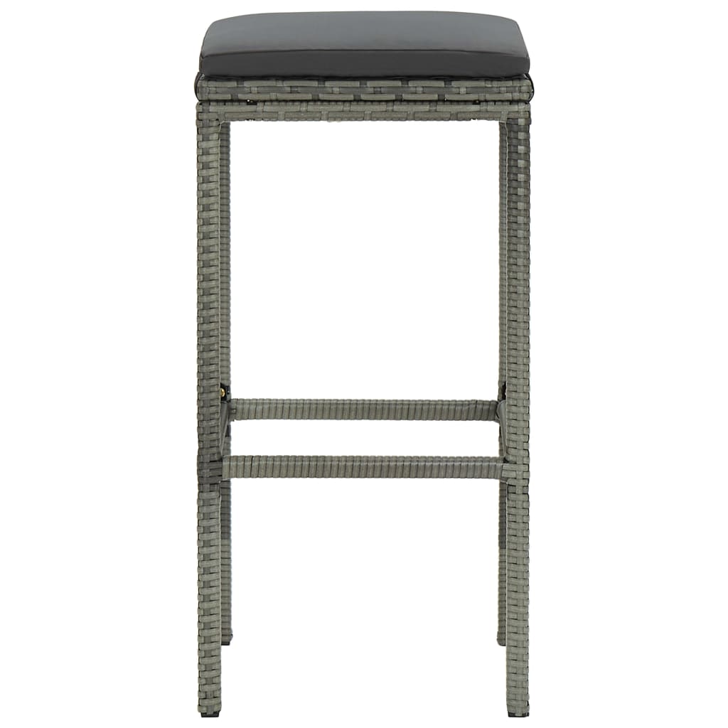 vidaXL barstole med hynder 3 stk. polyrattan grå