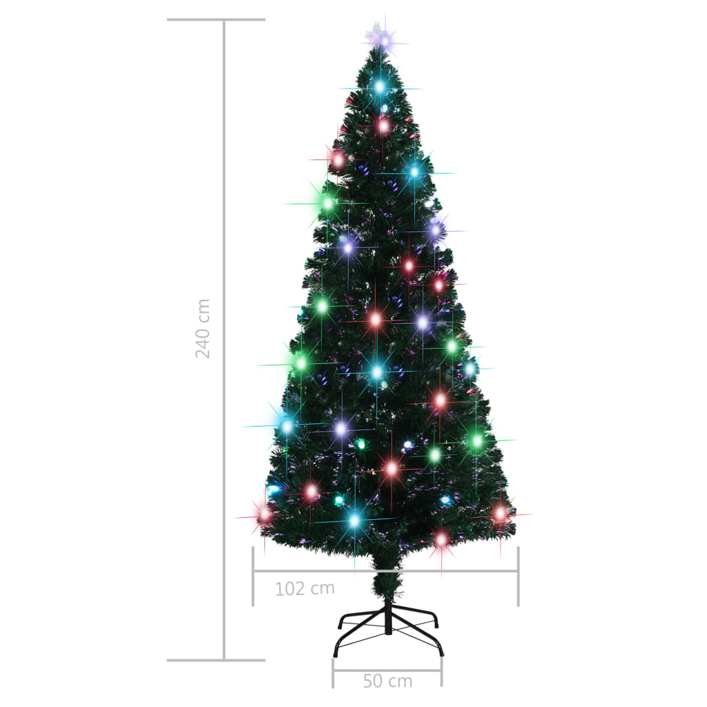 vidaXL juletræ med juletræsfod og lys 210 cm fiberoptisk