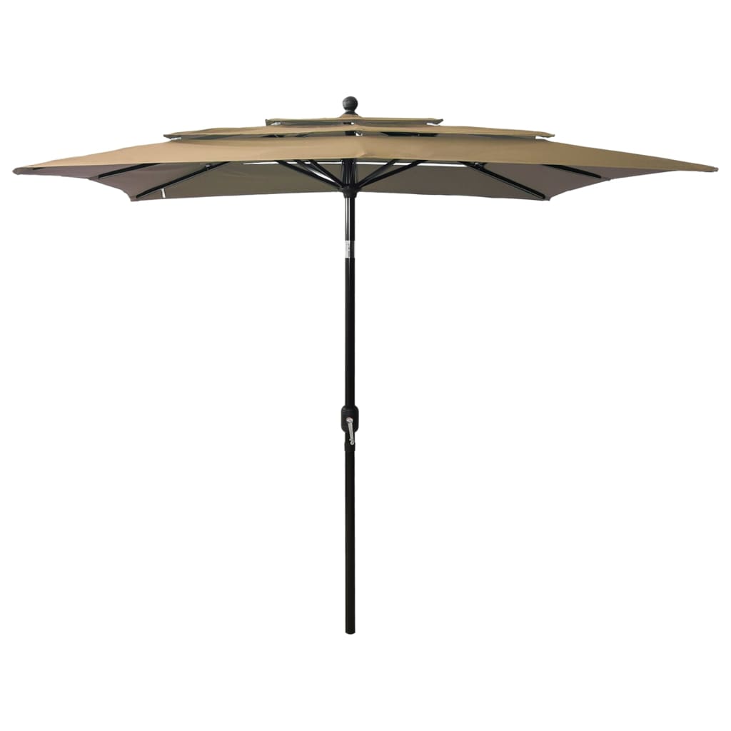 vidaXL parasol med aluminiumsstang i 3 niveauer 2,5x2,5 m gråbrun