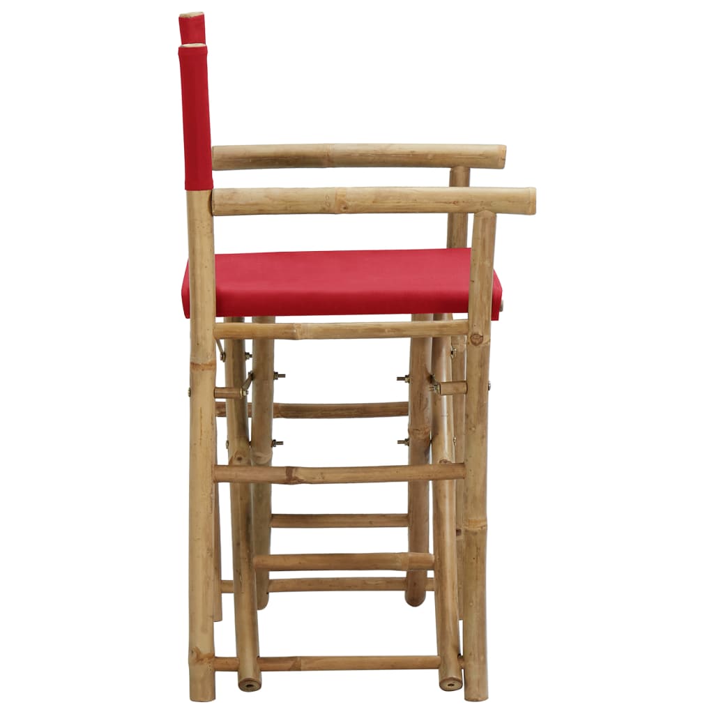 vidaXL foldbare instruktørstole 2 stk. bambus og stof rød