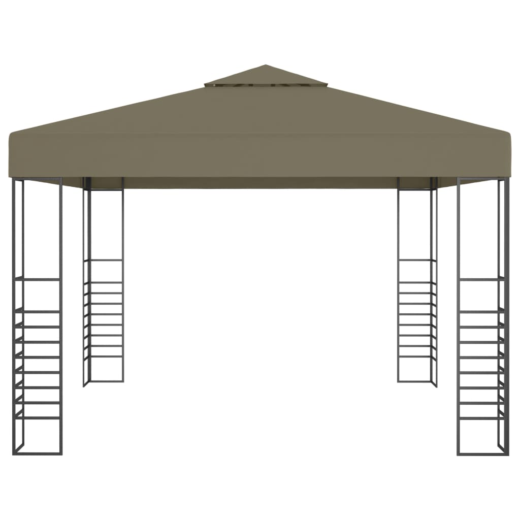 vidaXL pavillon med LED-lyskæder 3x3 m gråbrun