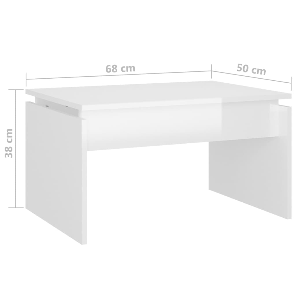 vidaXL sofabord 68x50x38 cm spånplade hvid højglans