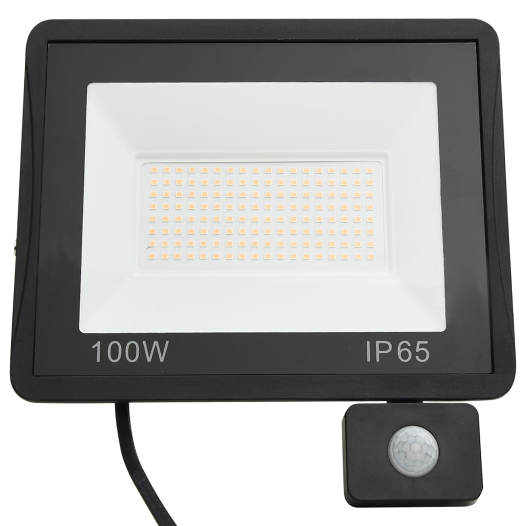 vidaXL LED-projektør med sensor 100 W varm hvid