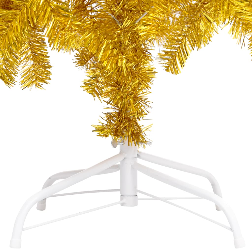 vidaXL kunstigt juletræ med lys og kuglesæt 150 cm PET guldfarvet