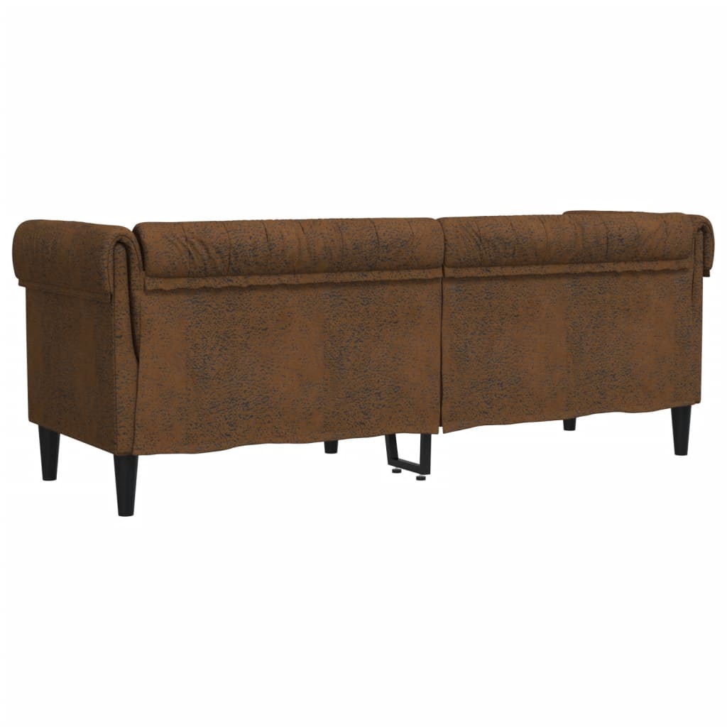 vidaXL 3-personers Chesterfield-sofa stof brun