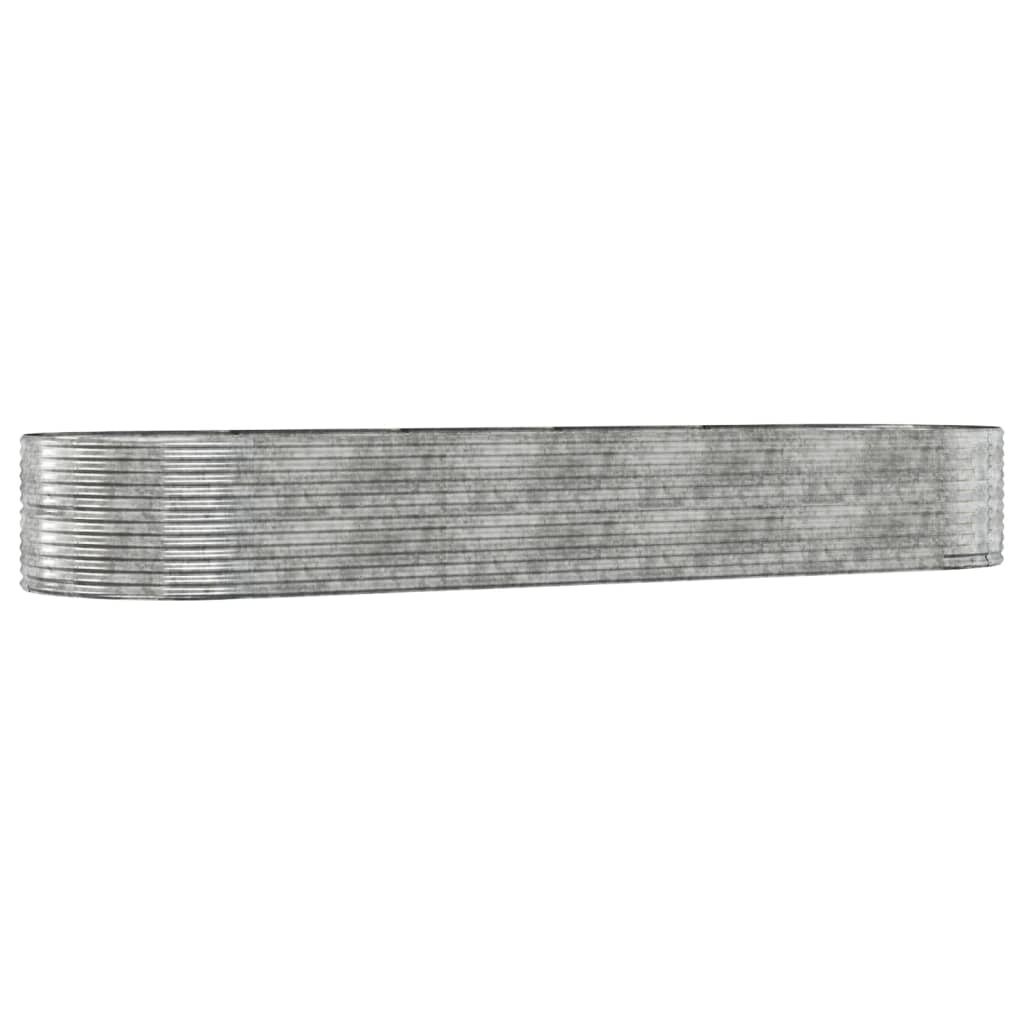 vidaXL plantekasse 447x140x68 cm pulverlakeret stål sølvfarvet