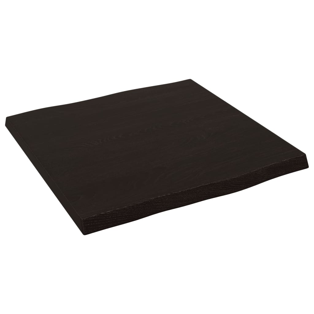 vidaXL bordplade 40x40x2 cm naturlig kant behandlet egetræ mørkebrun