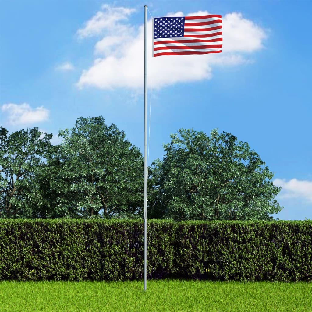 vidaXL USA flag og flagstang 4 m aluminium