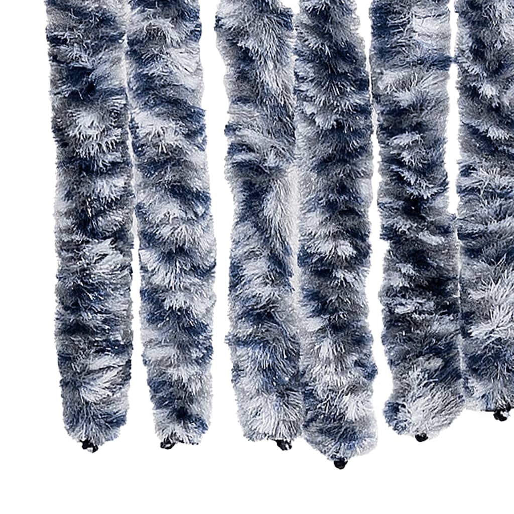 vidaXL flueforhæng 100x230 cm chenille blå og hvid