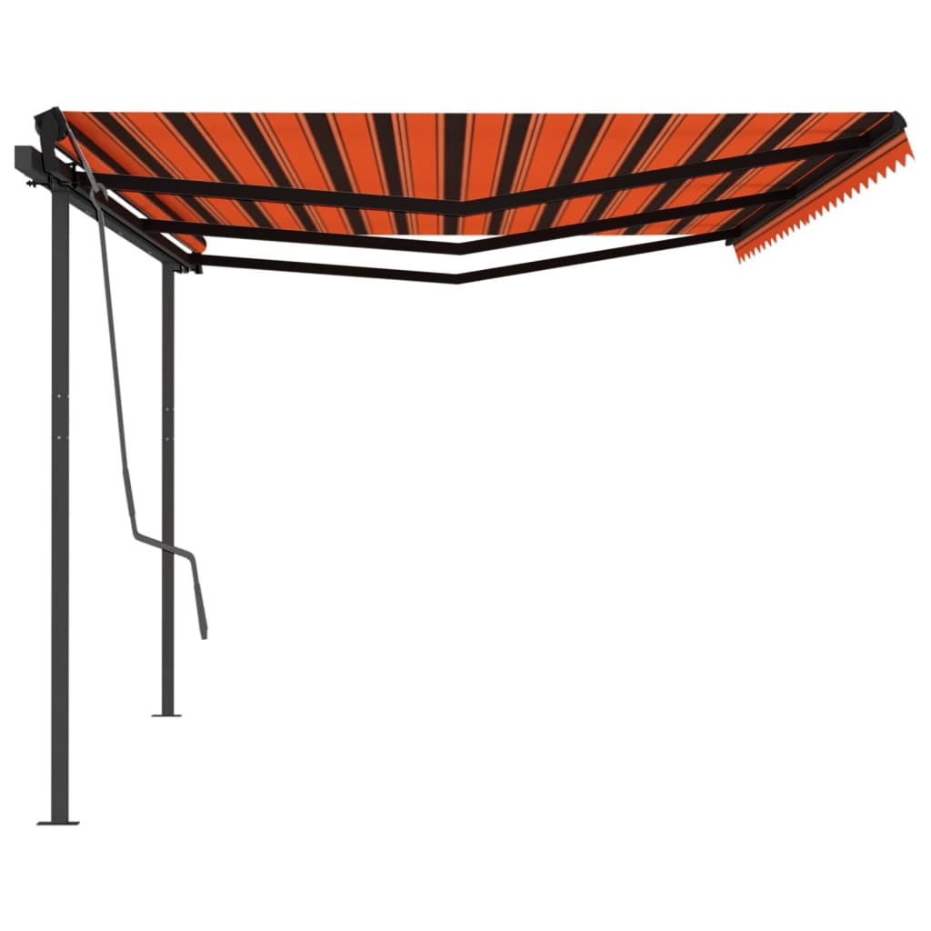 vidaXL markise med stolper 6x3 m manuel betjening orange og brun
