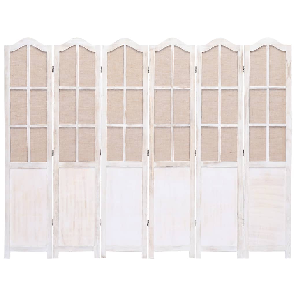 vidaXL 6-panels rumdeler 210 x 165 cm stof hvid