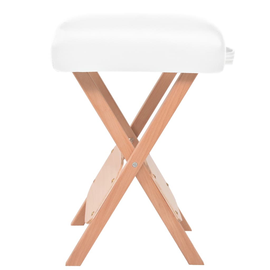 vidaXL foldbar massageskammel 12 cm tykt sæde 2 bolsterpuder hvid
