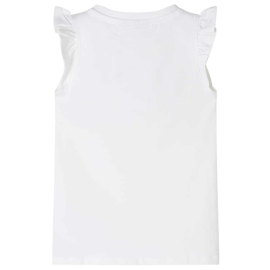 T-shirt til børn str. 116 med flæser hvid