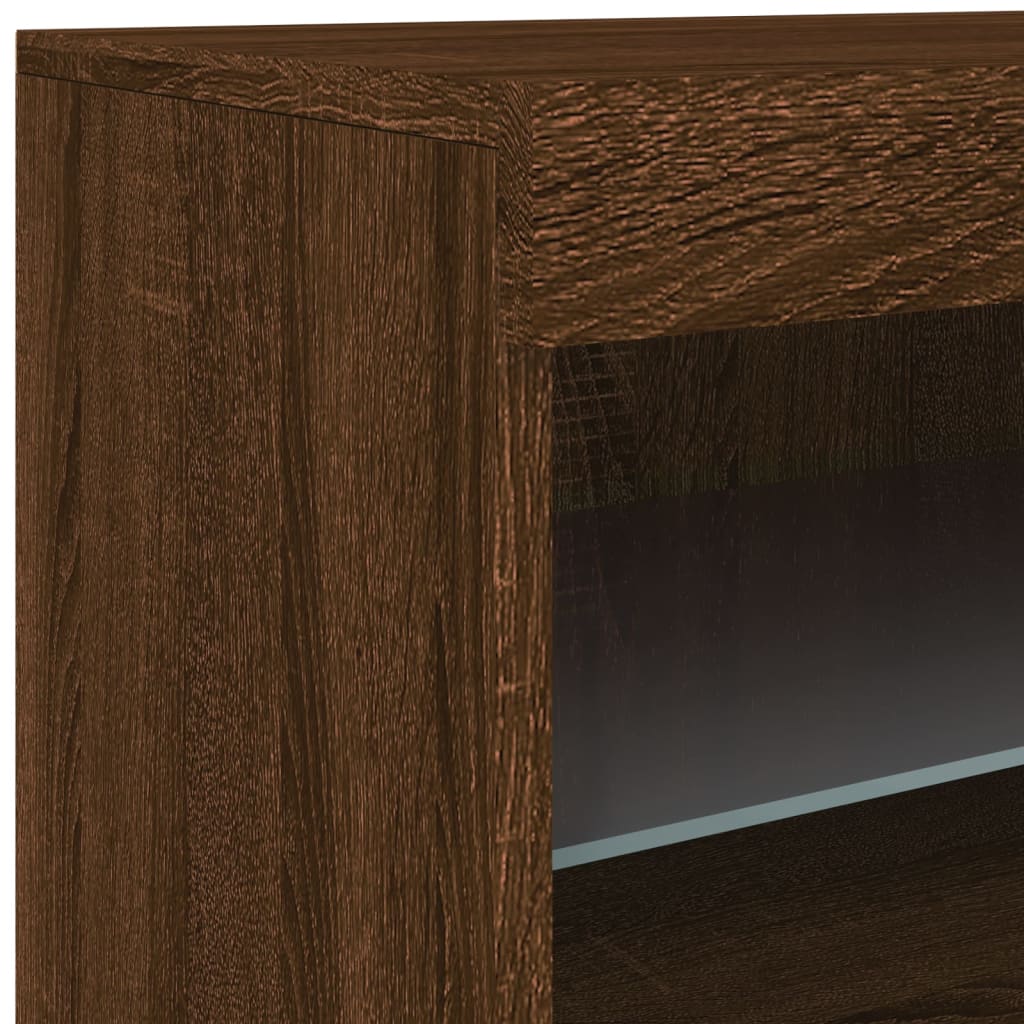vidaXL skænk med LED-lys 41x37x67 cm brun egetræsfarve