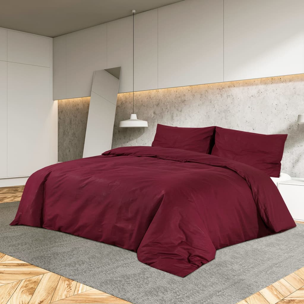 vidaXL sengetøj 260x240 cm bomuld bordeauxfarvet