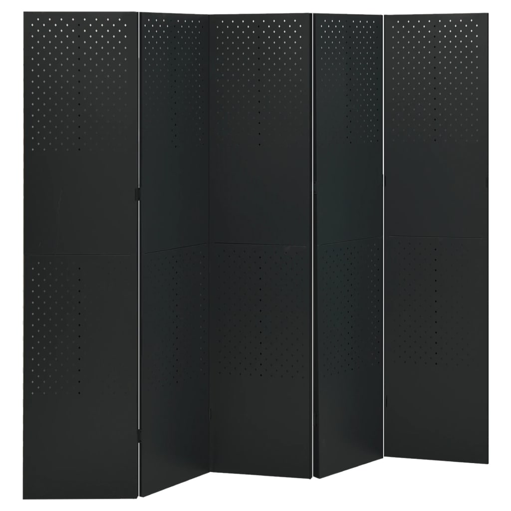 vidaXL 5-panels rumdeler 200x180 cm stål sort