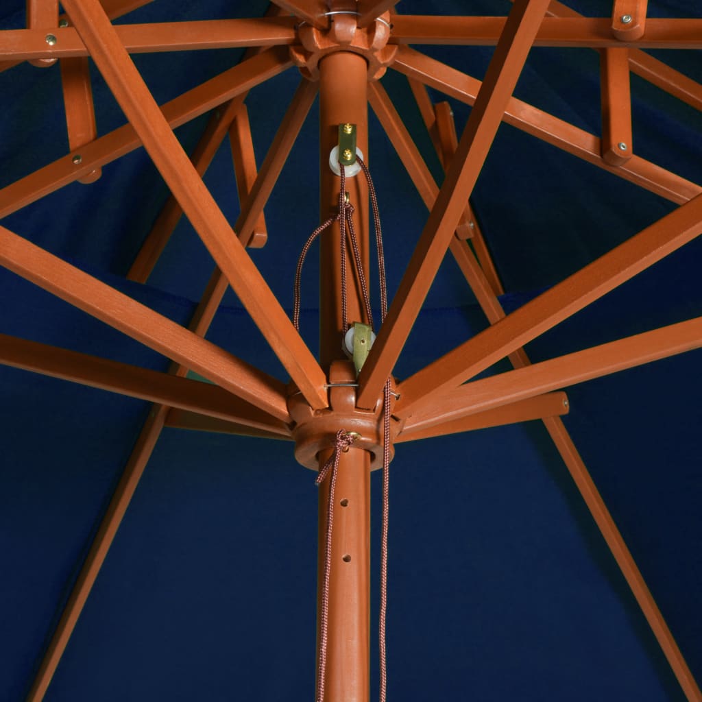 vidaXL dobbelt parasol med træstang 270 cm blå