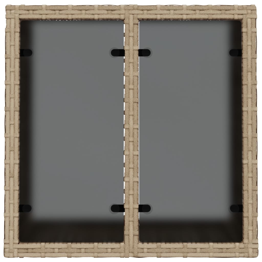 vidaXL havebord med glastop 55x55x37 cm polyrattan beige