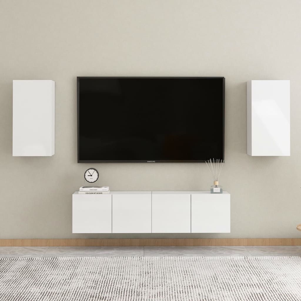 vidaXL tv-bord 30,5x30x60 cm konstrueret træ hvid højglans
