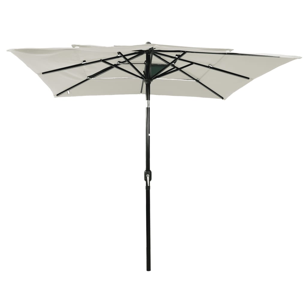 vidaXL parasol med aluminiumsstang i 3 niveauer 2,5x2,5 m sandfarvet