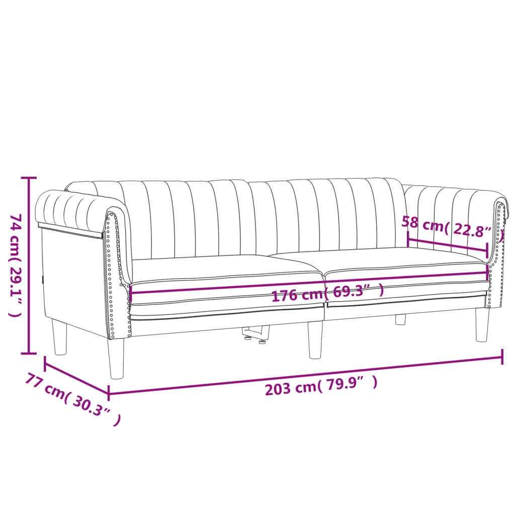 vidaXL 3-personers sofa velour sort