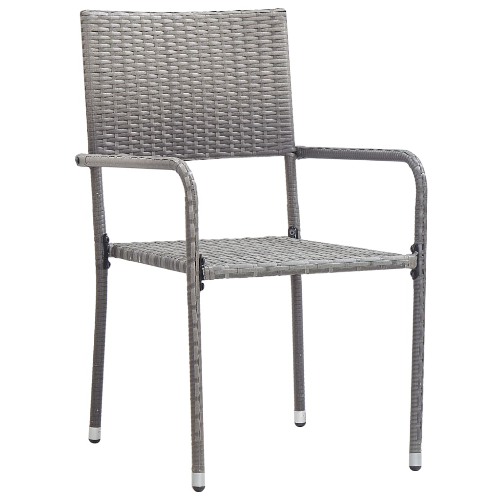 vidaXL udendørs spisebordsstole 2 stk. polyrattan grå