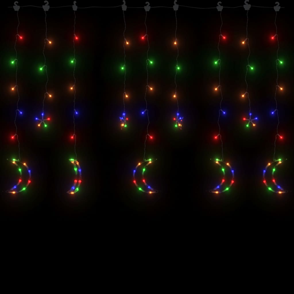 vidaXL fairy lights-lyskæder stjerne og måne 138 LED'er flerfarvet
