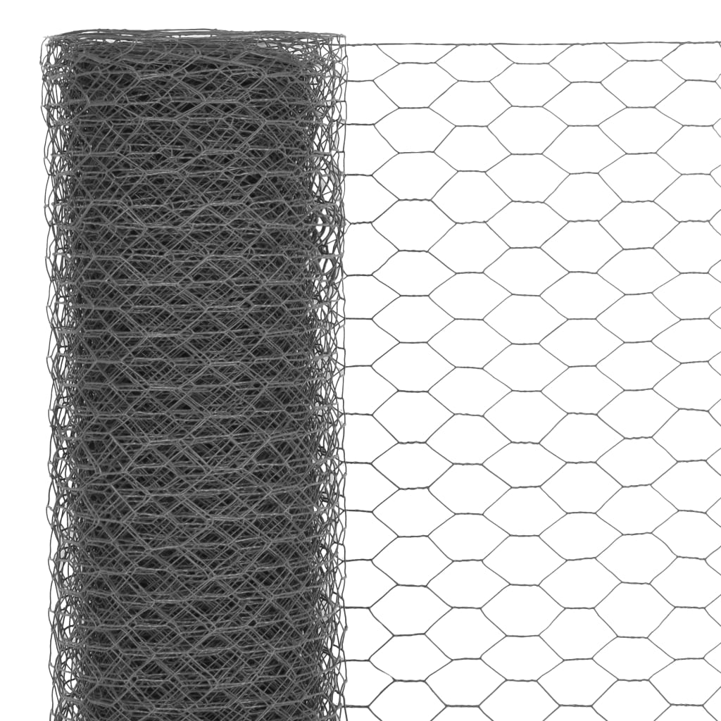 vidaXL hønsenet stål med PVC-belægning 25 x 1,2 m grå