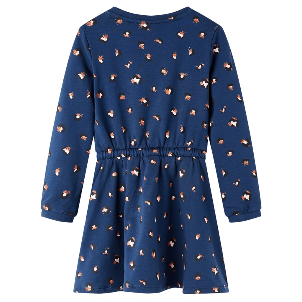 Langærmet kjole til børn str. 140 marineblå