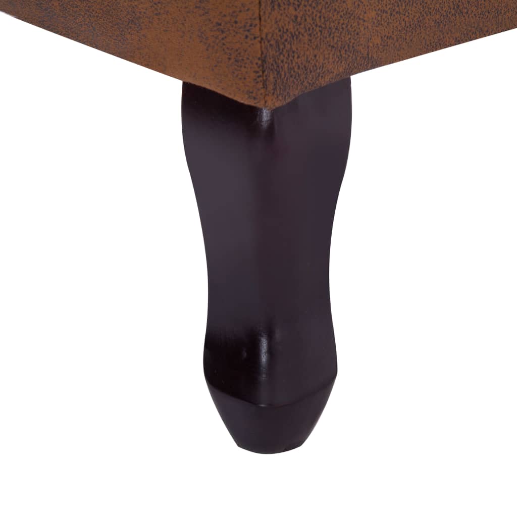 vidaXL lænestol og fodskammel chesterfield imiteret ruskind brun