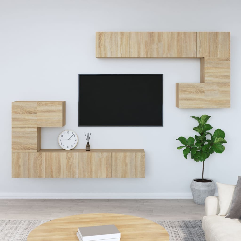 vidaXL væghængt tv-bord 37x37x72 cm konstrueret træ sonoma-eg