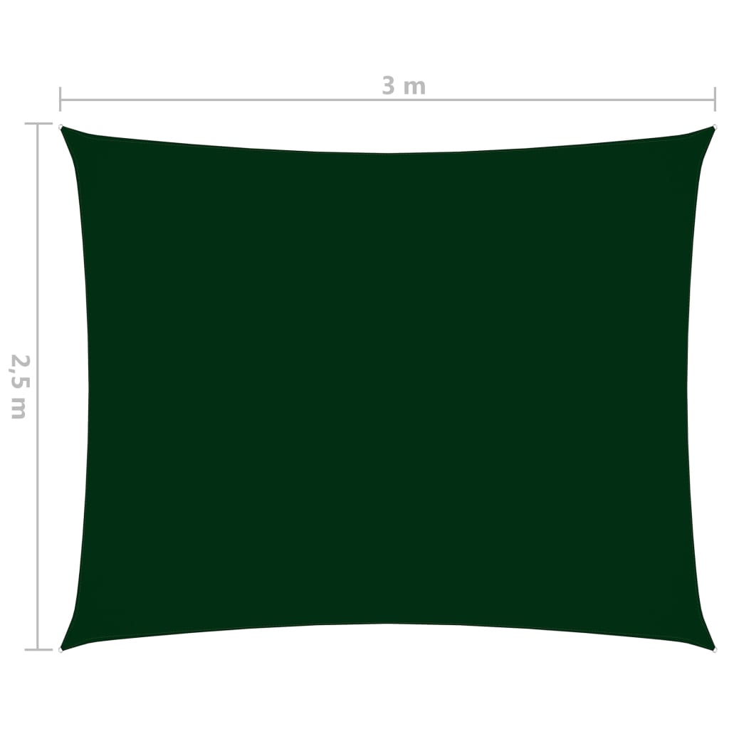 vidaXL solsejl 2,5x3 m oxfordstof rektangulær mørkegrøn