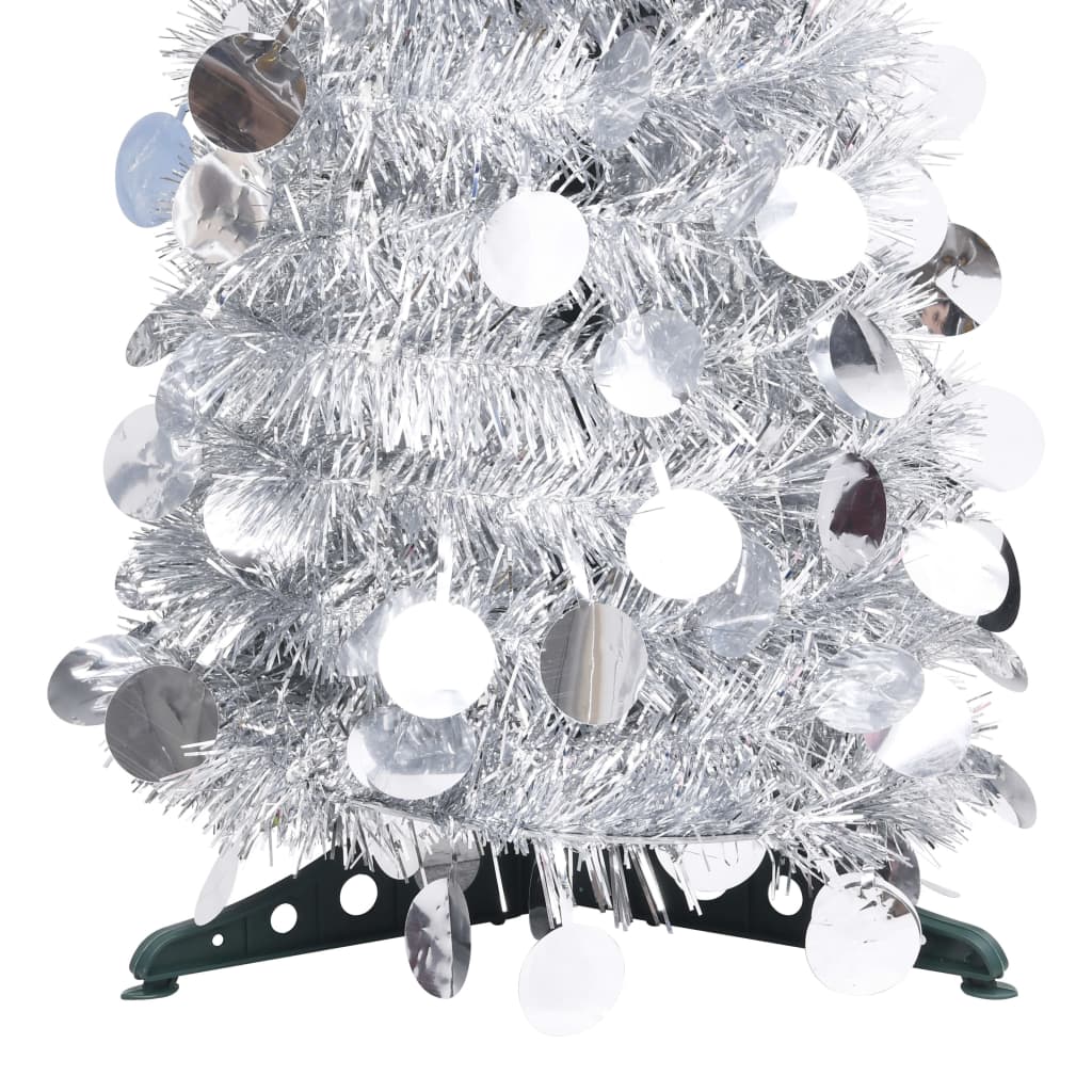 vidaXL kunstigt pop op-juletræ 180 cm PET sølvfarvet