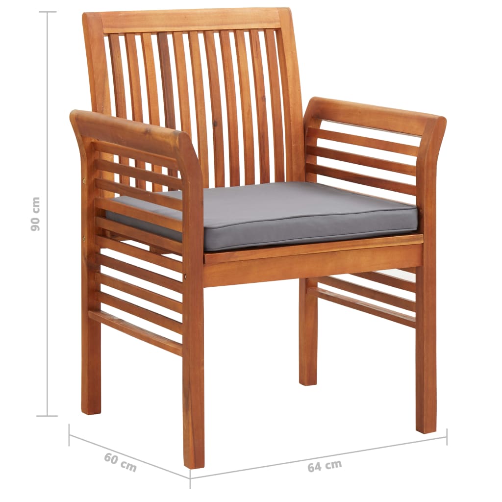 vidaXL spisebordsstole til haven 2 stk. med hynder massivt akacietræ