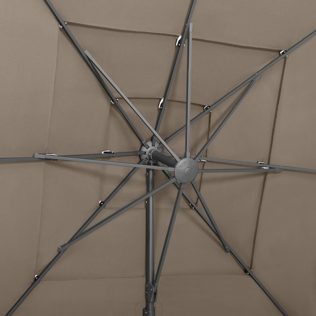 vidaXL parasol med aluminiumsstang i 4 niveauer 250x250 cm gråbrun