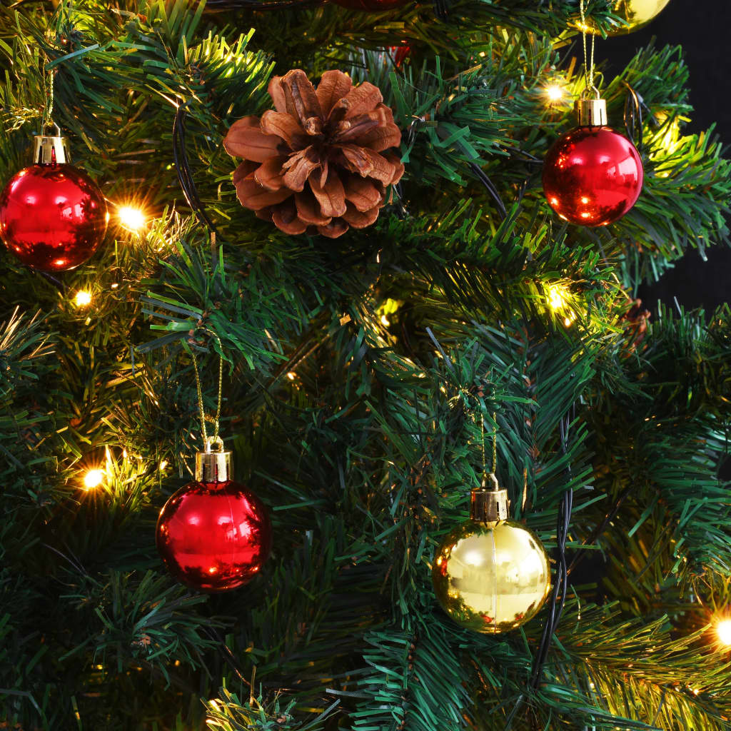vidaXL kunstigt juletræ med lys og julekugler 180 cm grøn
