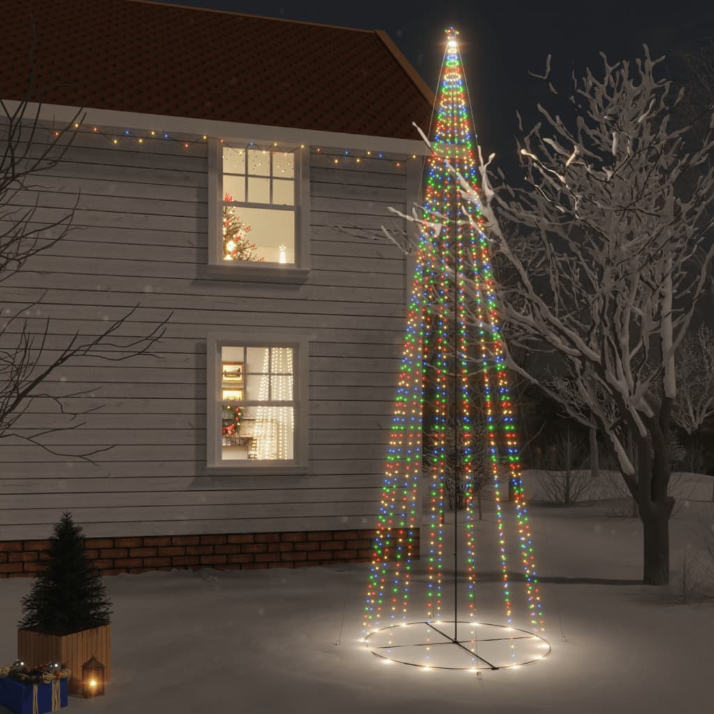 vidaXL kegleformet juletræ 230x800 cm 1134 LED'er farverigt lys