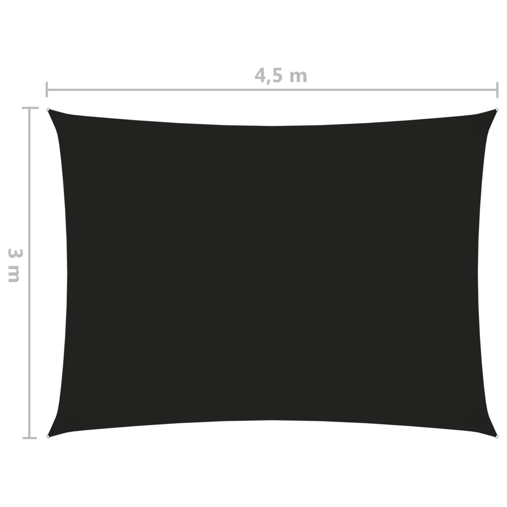 vidaXL solsejl 3x4,5 m rektangulær oxfordstof sort