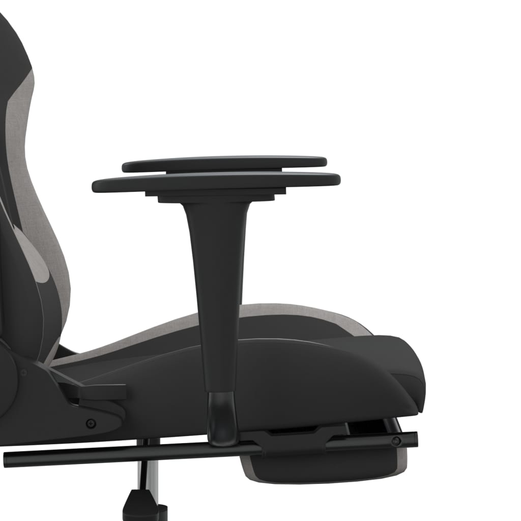 vidaXL gamingstol med massagefunktion + fodstøtte stof sort og lysegrå