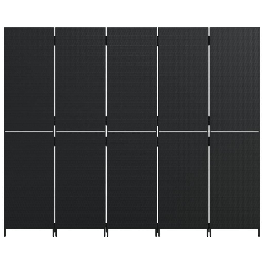 vidaXL rumdeler 5 paneler polyrattan sort