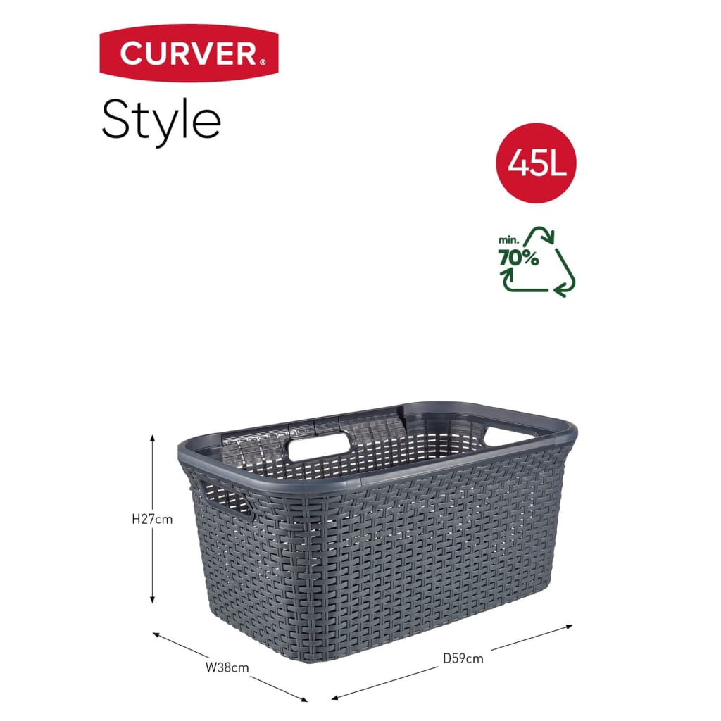 Curver vasketøjskurv Style 45 l antracitgrå