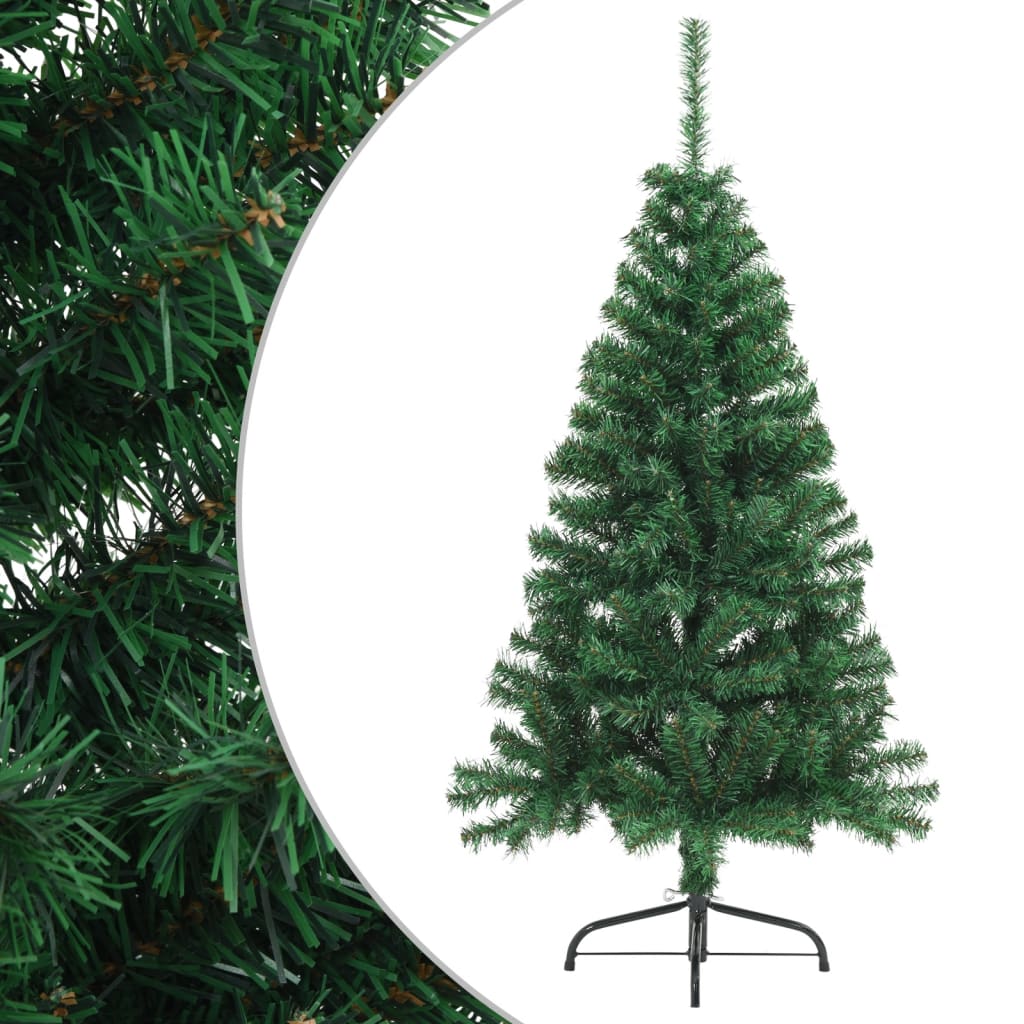 vidaXL kunstigt halvt juletræ med juletræsfod 150 cm PVC grøn