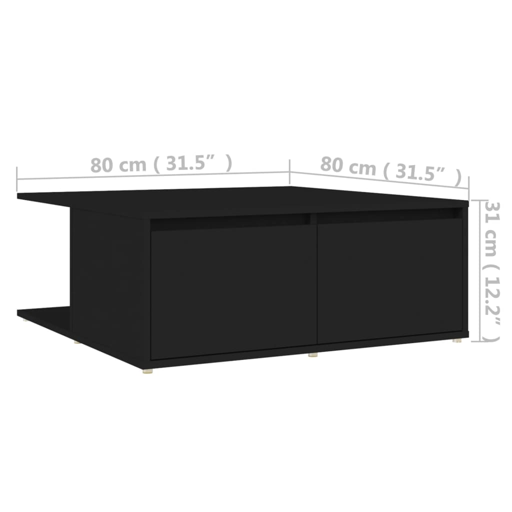 vidaXL sofabord 80x80x31 cm spånplade sort
